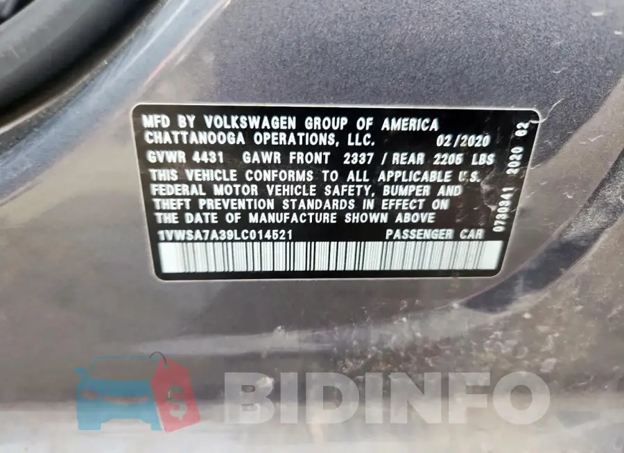 1VWSA7A39LC014521 Photo# 13