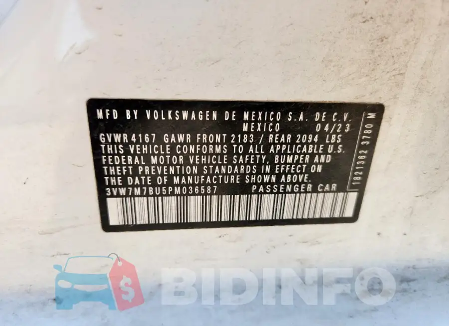 3VW7M7BU5PM036587 Photo# 12
