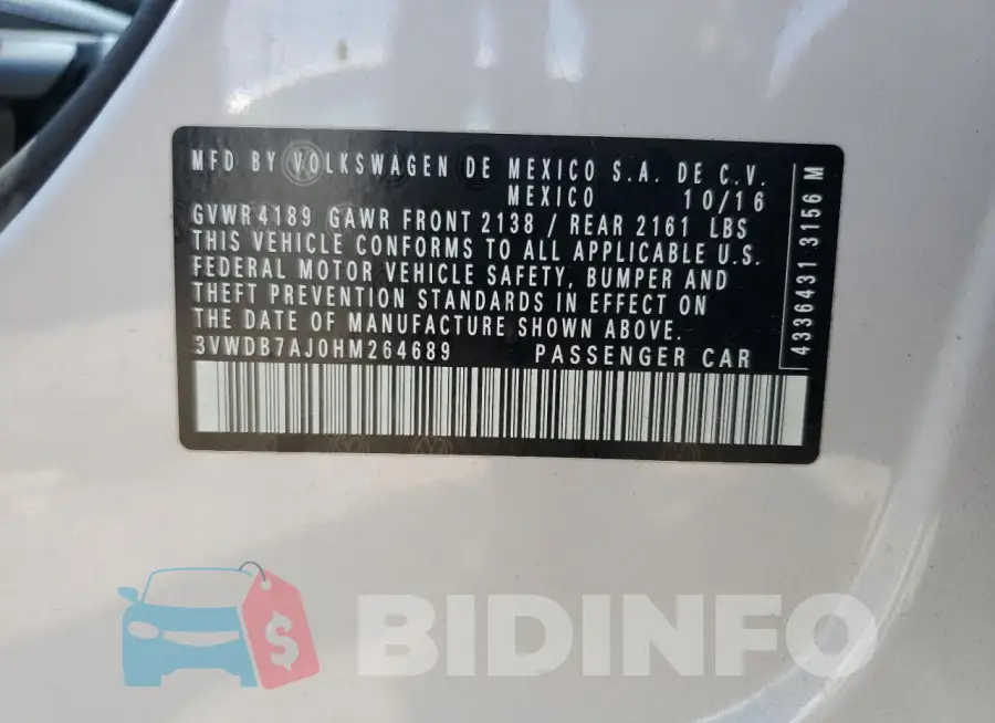 3VWDB7AJ0HM264689 Photo# 13