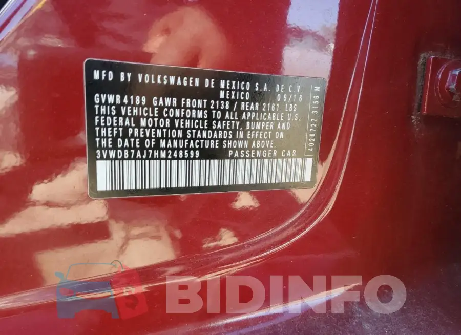 3VWDB7AJ7HM248599 Photo# 12