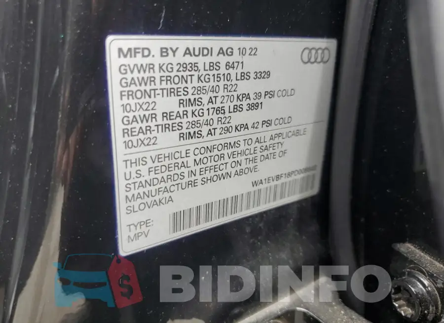 WA1EVBF18PD008640 Photo# 13