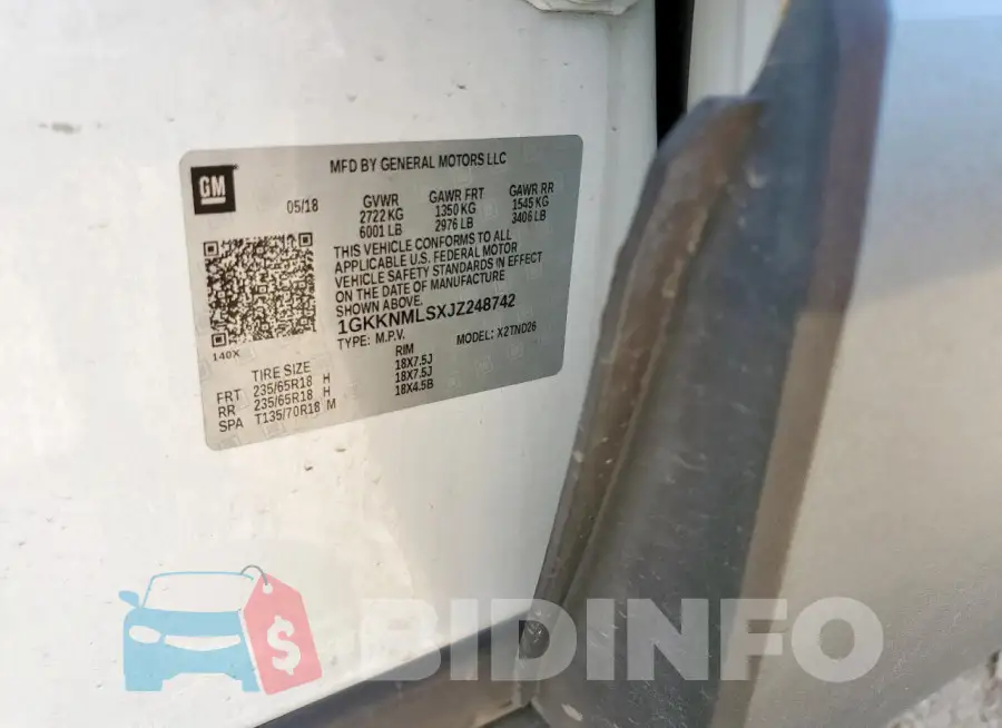 1GKKNMLSXJZ248742 Photo# 13