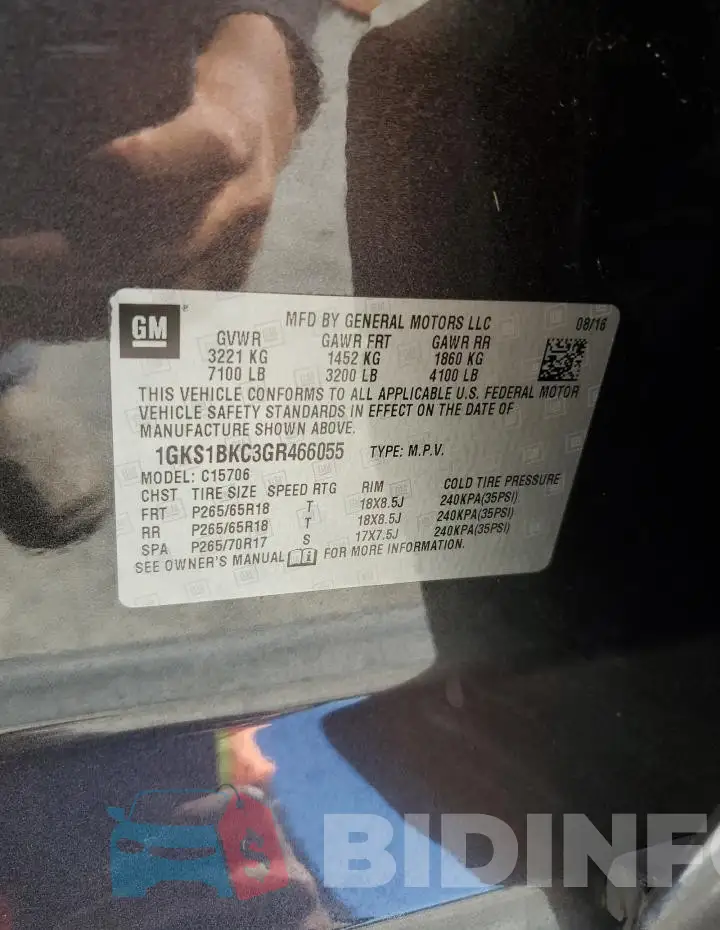 1GKS1BKC3GR466055 Photo# 14