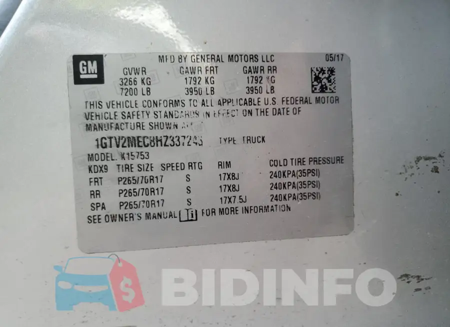 1GTV2MEC8HZ337243 Photo# 12