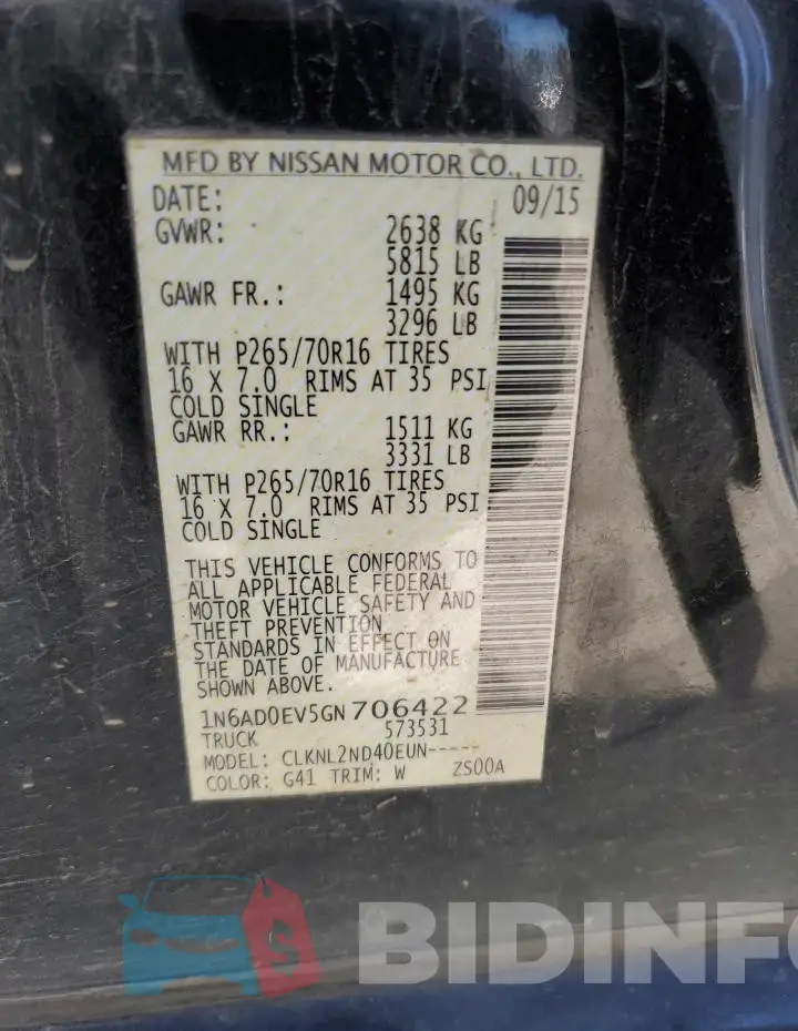 1N6AD0EV5GN706422 Photo# 13