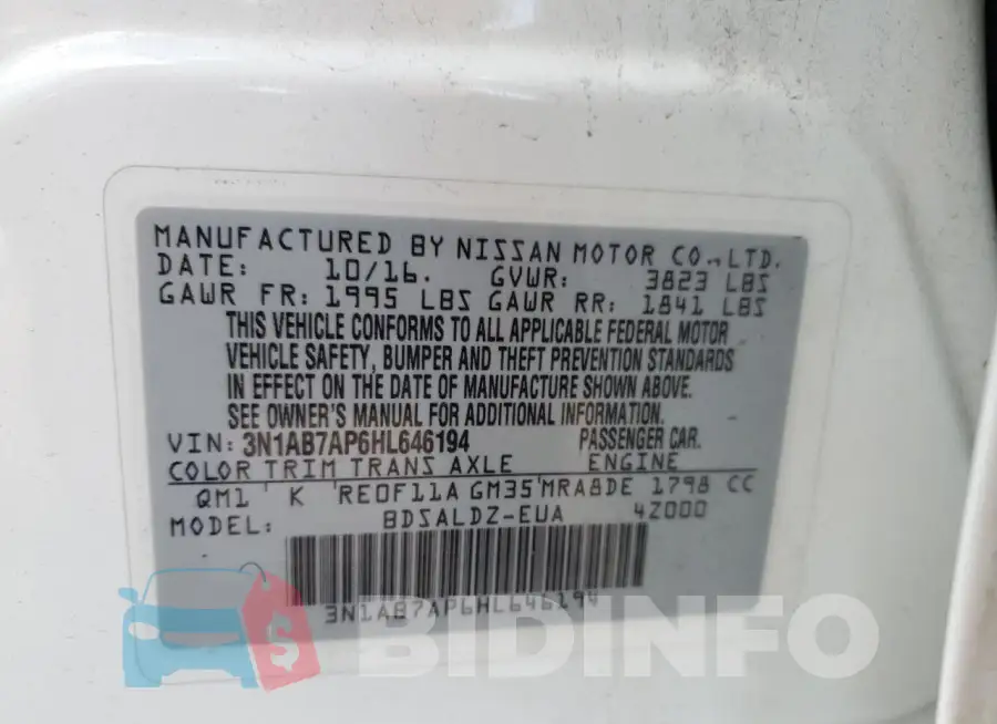 3N1AB7AP6HL646194 Photo# 13