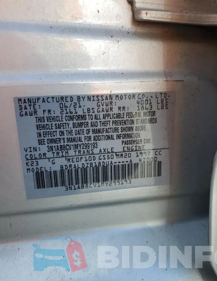 3N1AB8CV1MY299193 Photo# 12