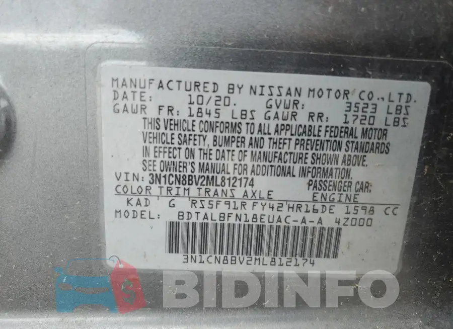 3N1CN8BV2ML812174 Photo# 13