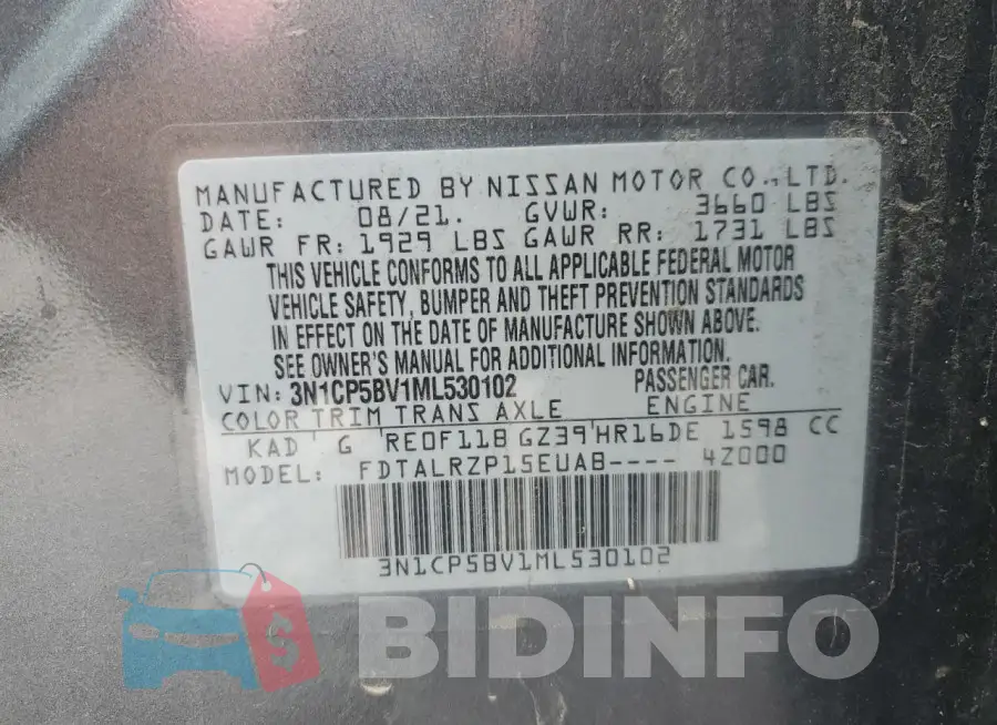 3N1CP5BV1ML530102 Photo# 13