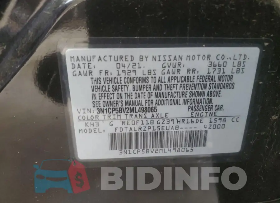3N1CP5BV2ML498065 Photo# 14