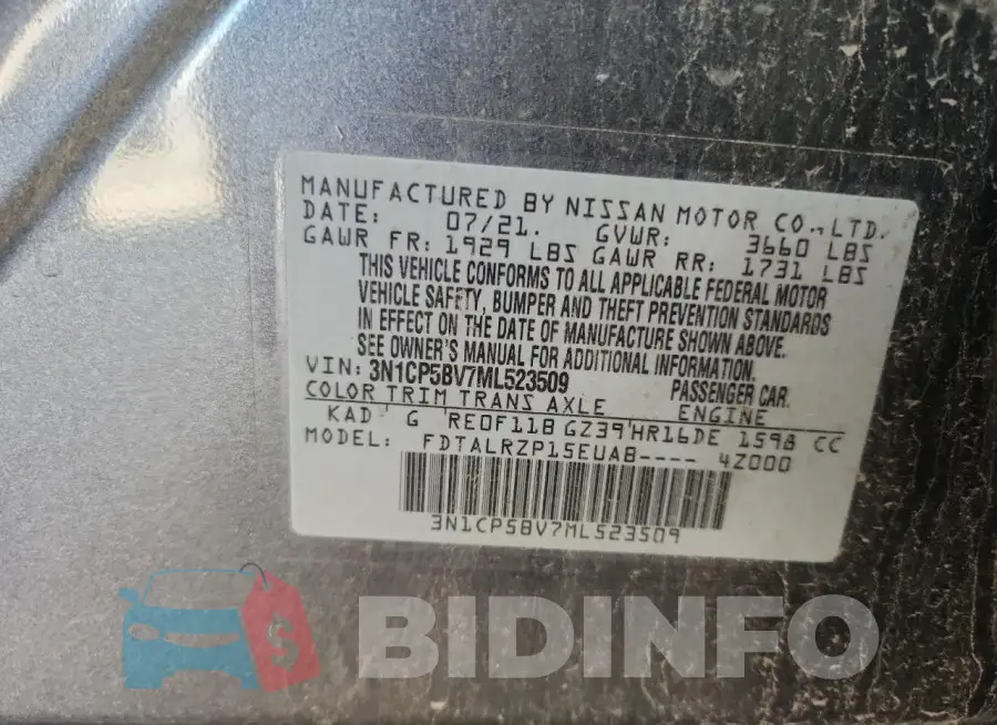 3N1CP5BV7ML523509 Photo# 13
