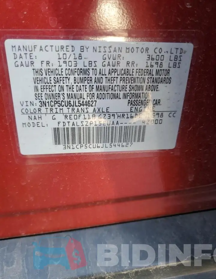 3N1CP5CU6JL544627 Photo# 12