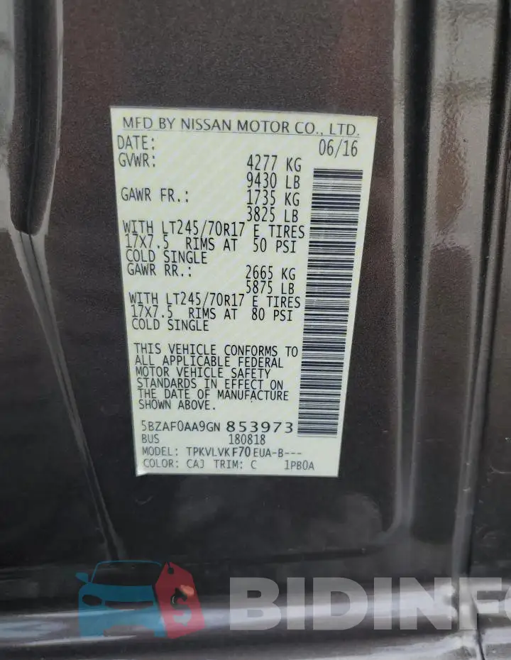 5BZAF0AA9GN853973 Photo# 13