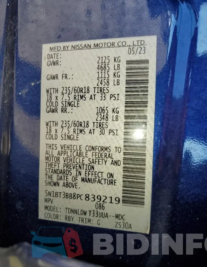 5N1BT3BB8PC839219 Photo# 13