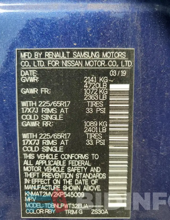 KNMAT2MV2KP545009 Photo# 14