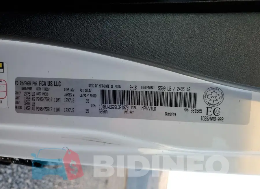 1C4BJWEG2GL321870 Photo# 13