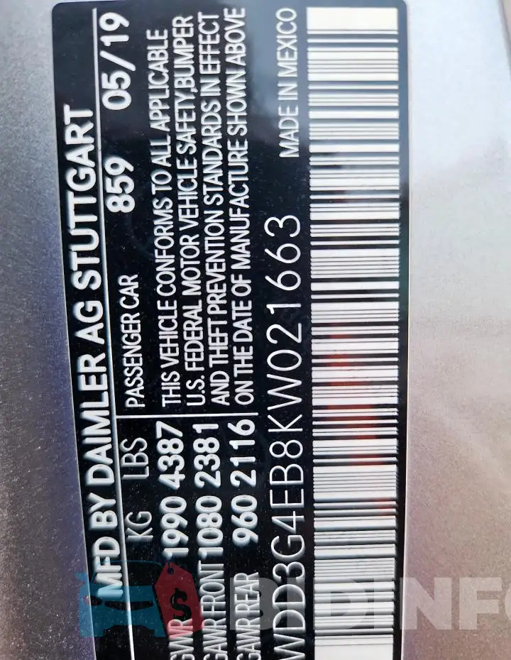 WDD3G4EB8KW021663 Photo# 12