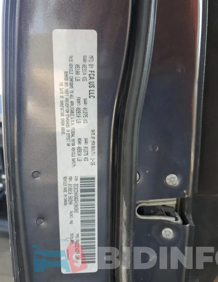2C3CDXHG6GH180302 Photo# 12