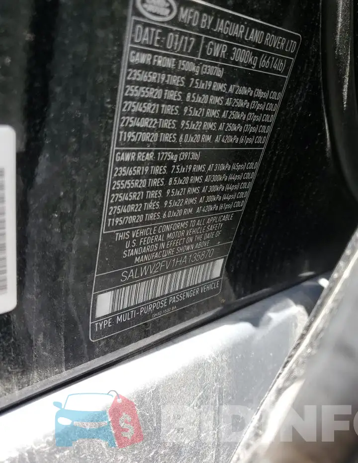 SALWV2FV1HA135870 Photo# 12