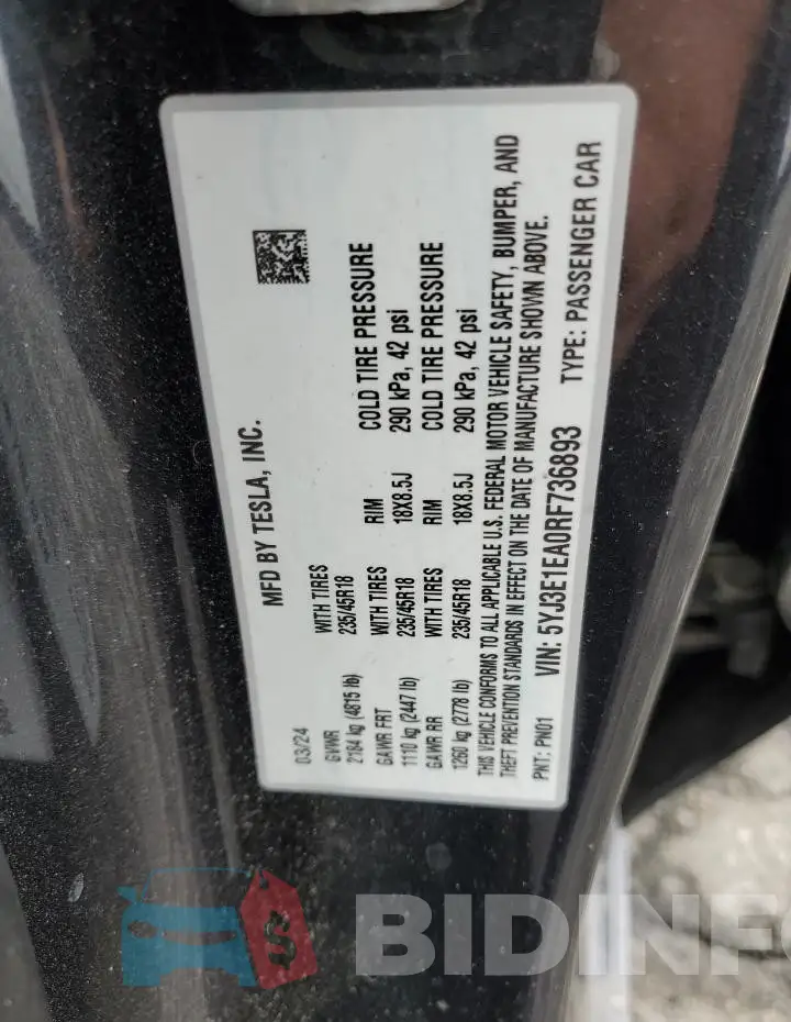 5YJ3E1EA0RF736893 Photo# 12