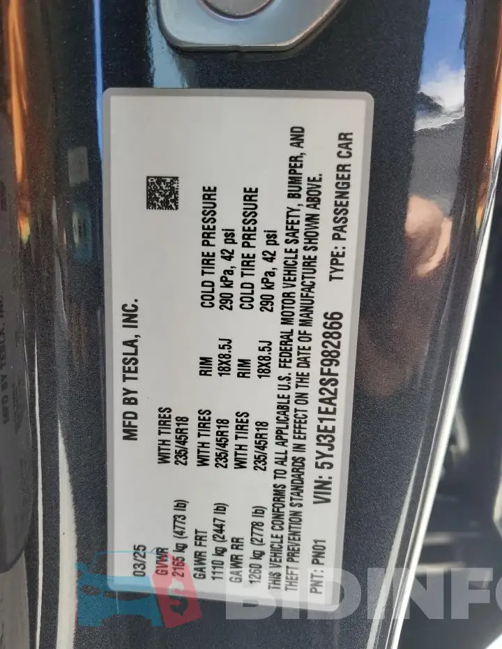 5YJ3E1EA2SF982866 Photo# 12