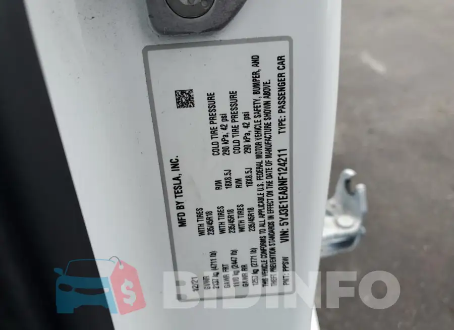 5YJ3E1EA8NF124211 Photo# 13
