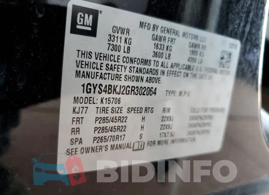 1GYS4BKJ2GR302064 Photo# 14