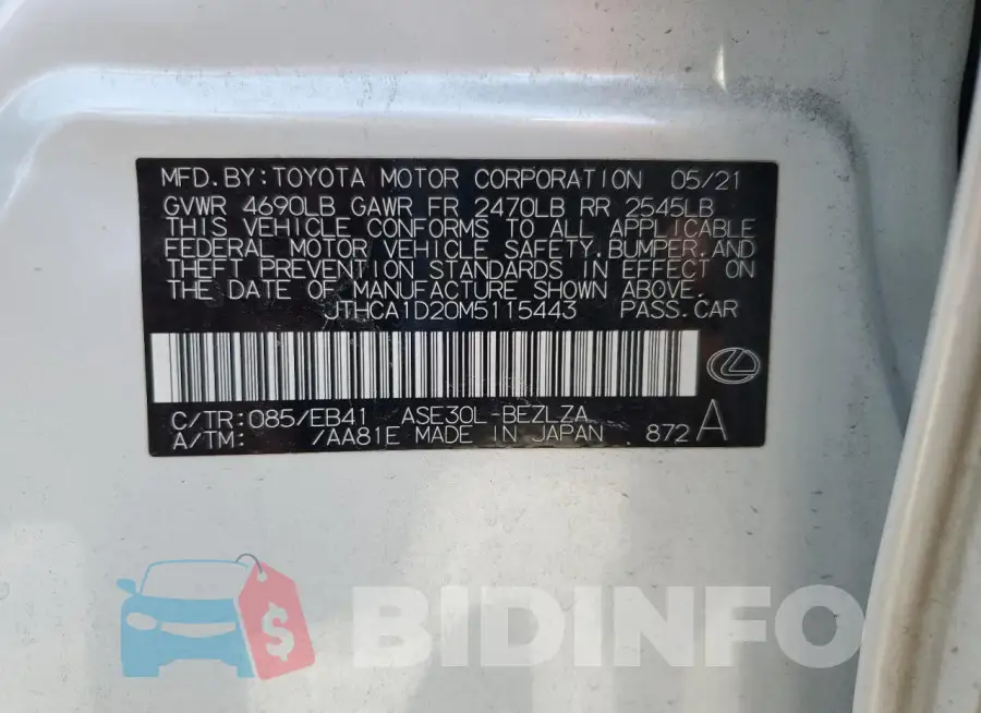 JTHCA1D20M5115443 Photo# 12