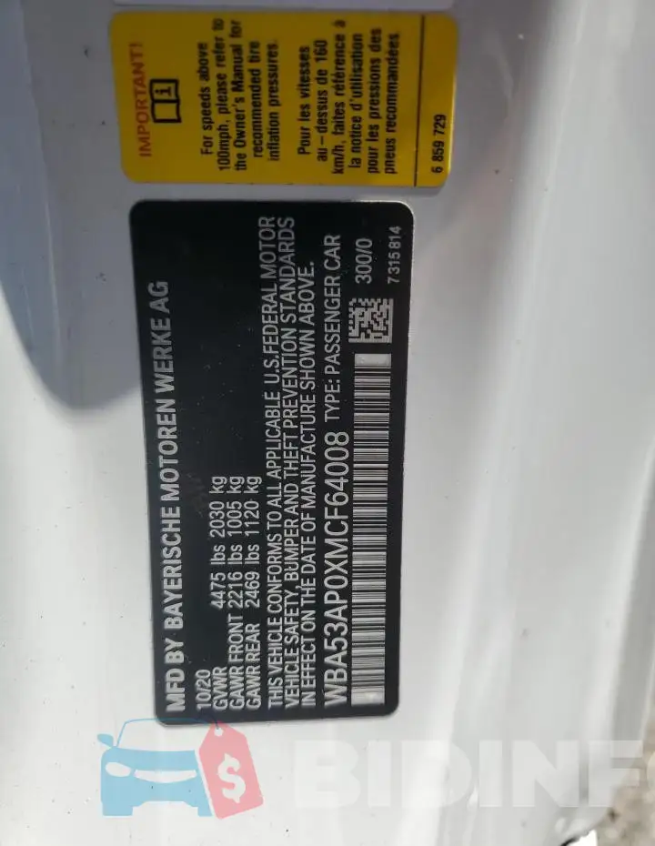 WBA53AP0XMCF64008 Photo# 12