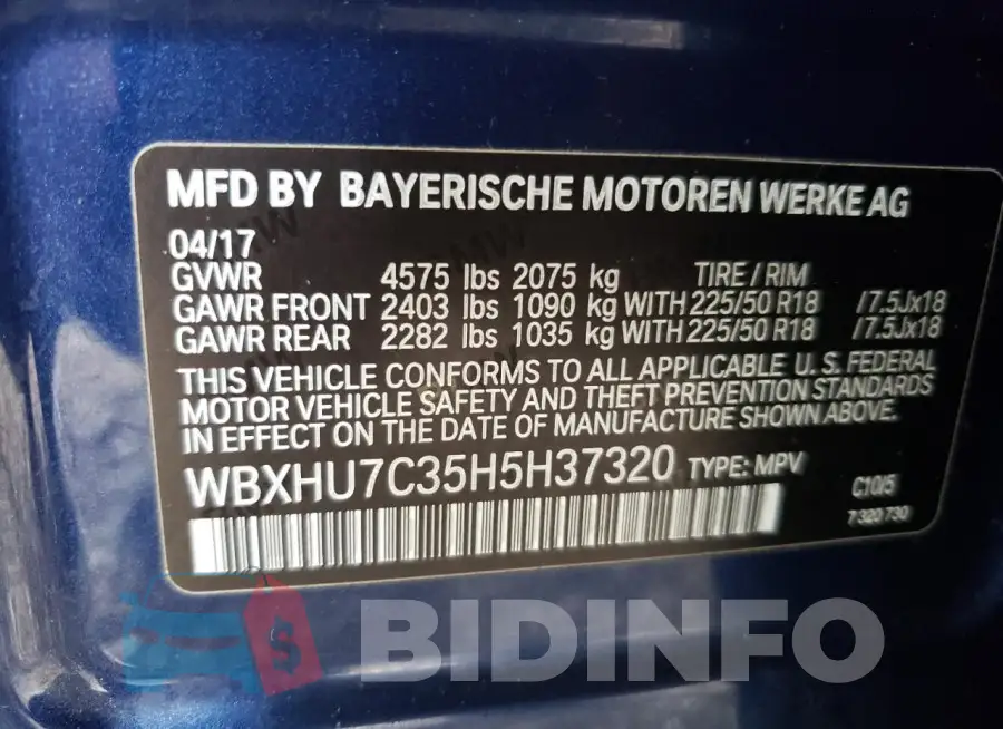 WBXHU7C35H5H37320 Photo# 13