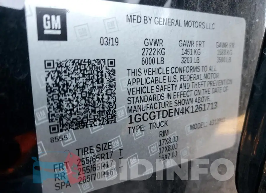 1GCGTDEN4K1261713 Photo# 12