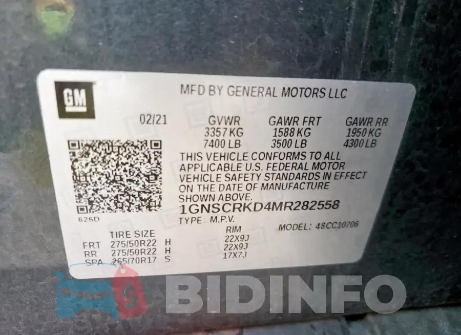 1GNSCRKD4MR282558 Photo# 14