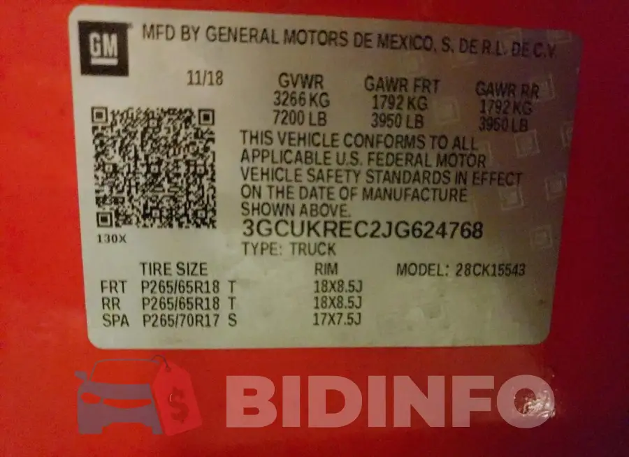 3GCUKREC2JG624768 Photo# 12