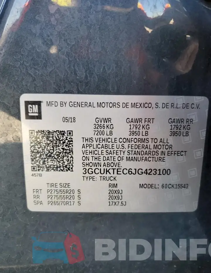 3GCUKTEC6JG423100 Photo# 12
