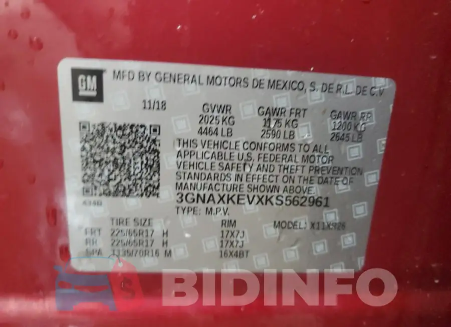 3GNAXKEVXKS562961 Photo# 14