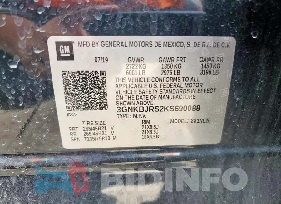 3GNKBJRS2KS690088 Photo# 13