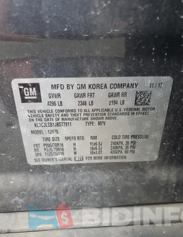 KL7CJLSB1JB577911 Photo# 12