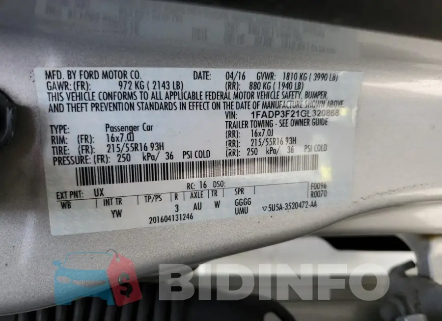 1FADP3F21GL320868 Photo# 12