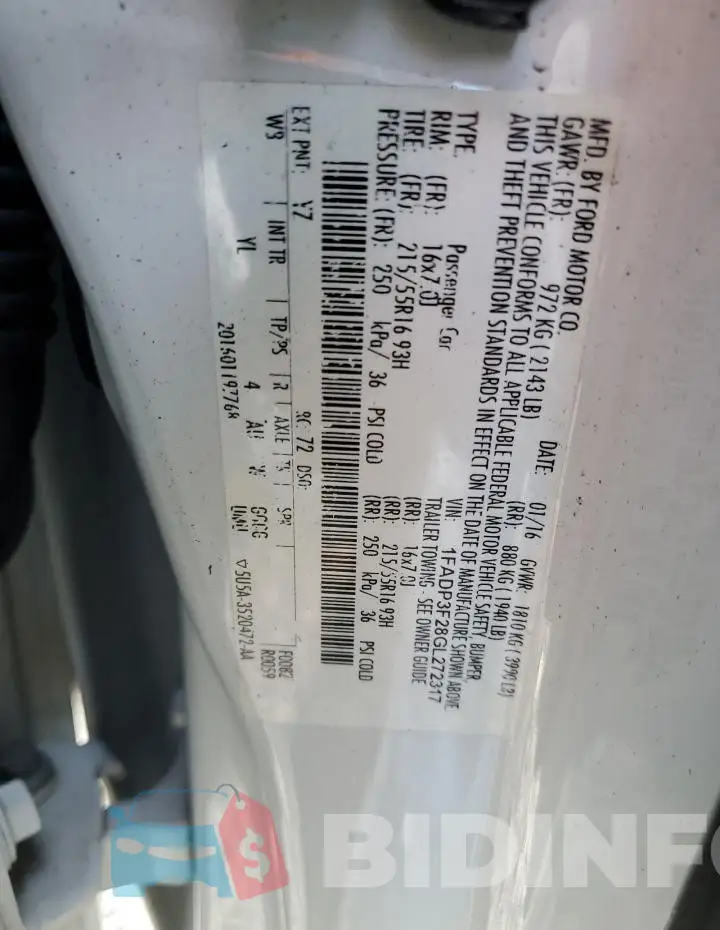 1FADP3F28GL272317 Photo# 13