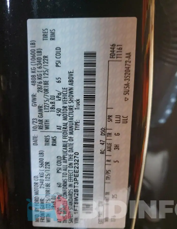 1FT8W2BT3PEE23270 Photo# 12