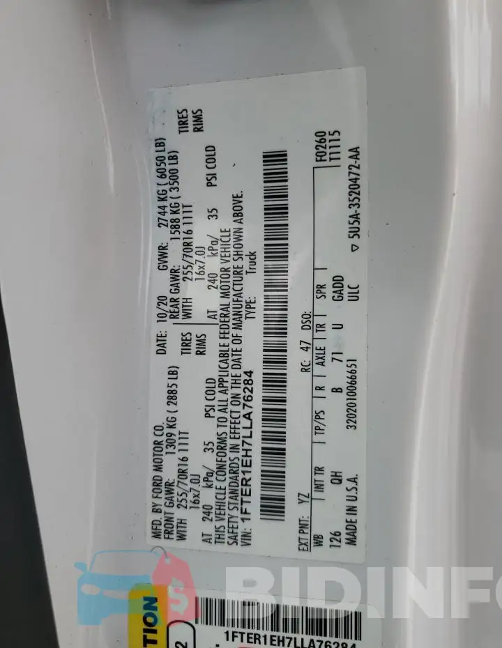 1FTER1EH7LLA76284 Photo# 13