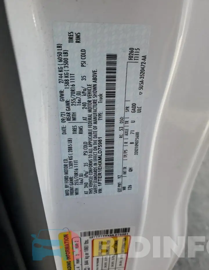 1FTER1EHXMLD75981 Photo# 12