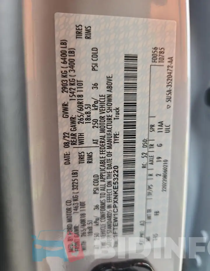 1FTEW1CPXNKE53220 Photo# 12