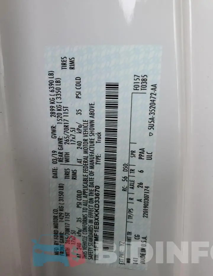 1FTMF1EBXKKD33670 Photo# 13