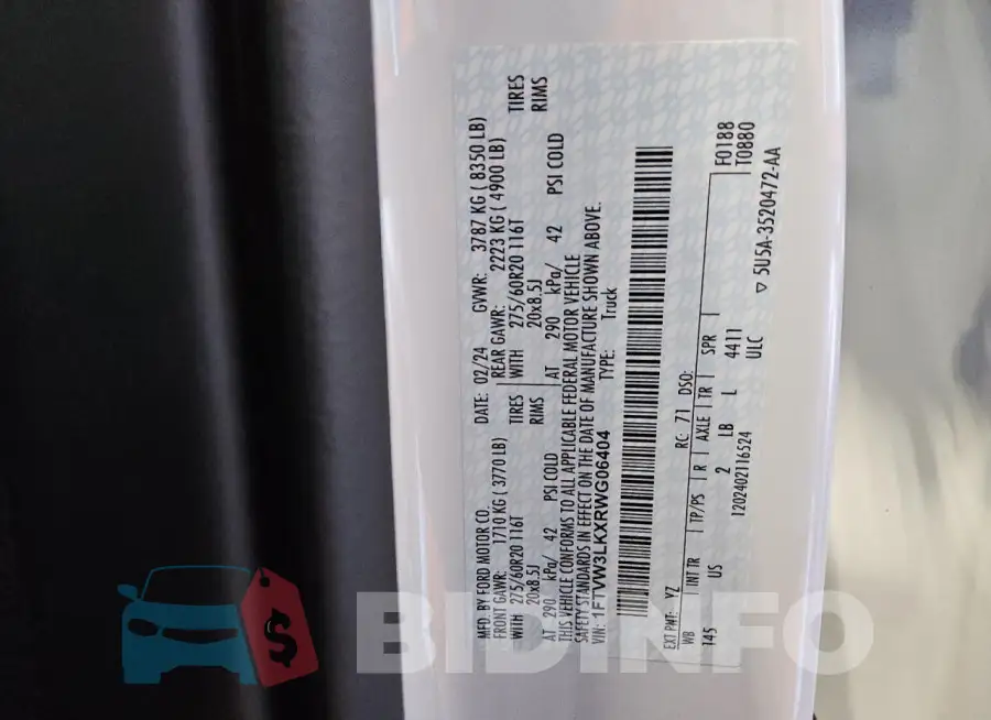 1FTVW3LKXRWG06404 Photo# 13