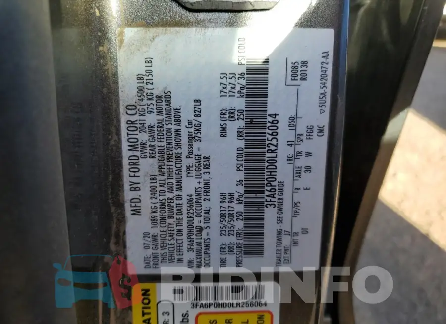3FA6P0HD0LR256064 Photo# 12