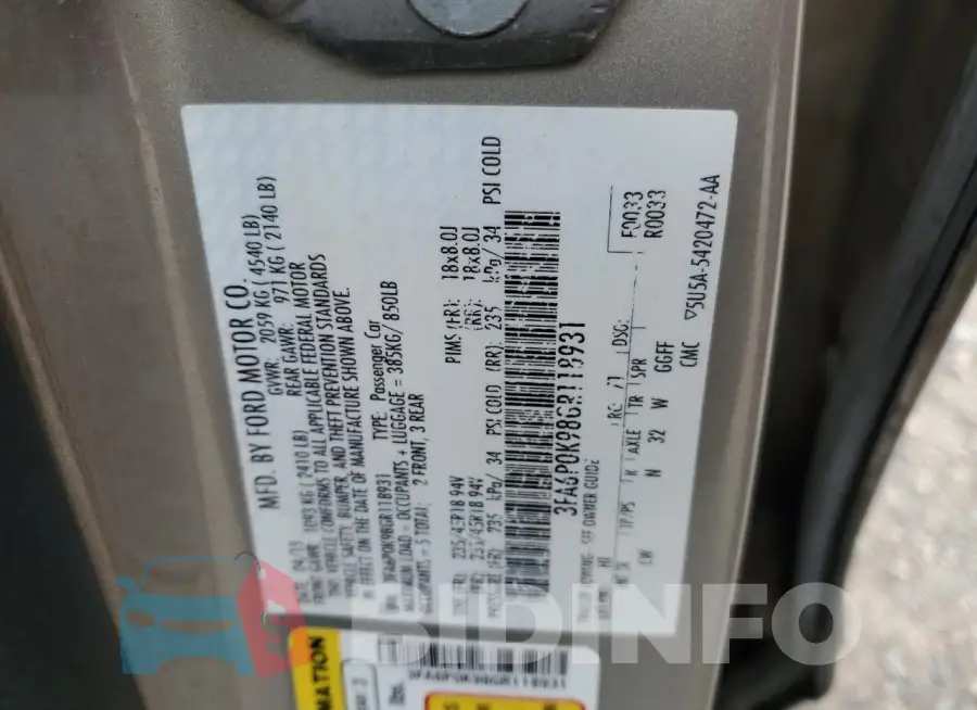 3FA6P0K98GR118931 Photo# 12