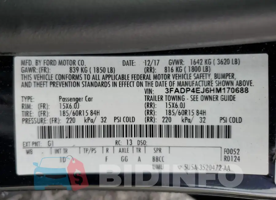 3FADP4EJ6HM170688 Photo# 13