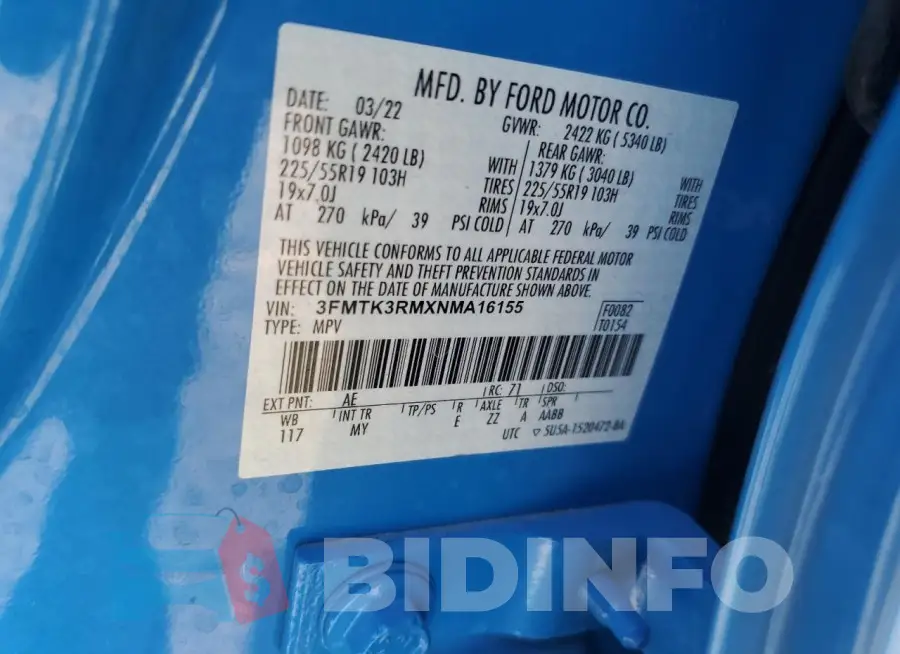 3FMTK3RMXNMA16155 Photo# 12