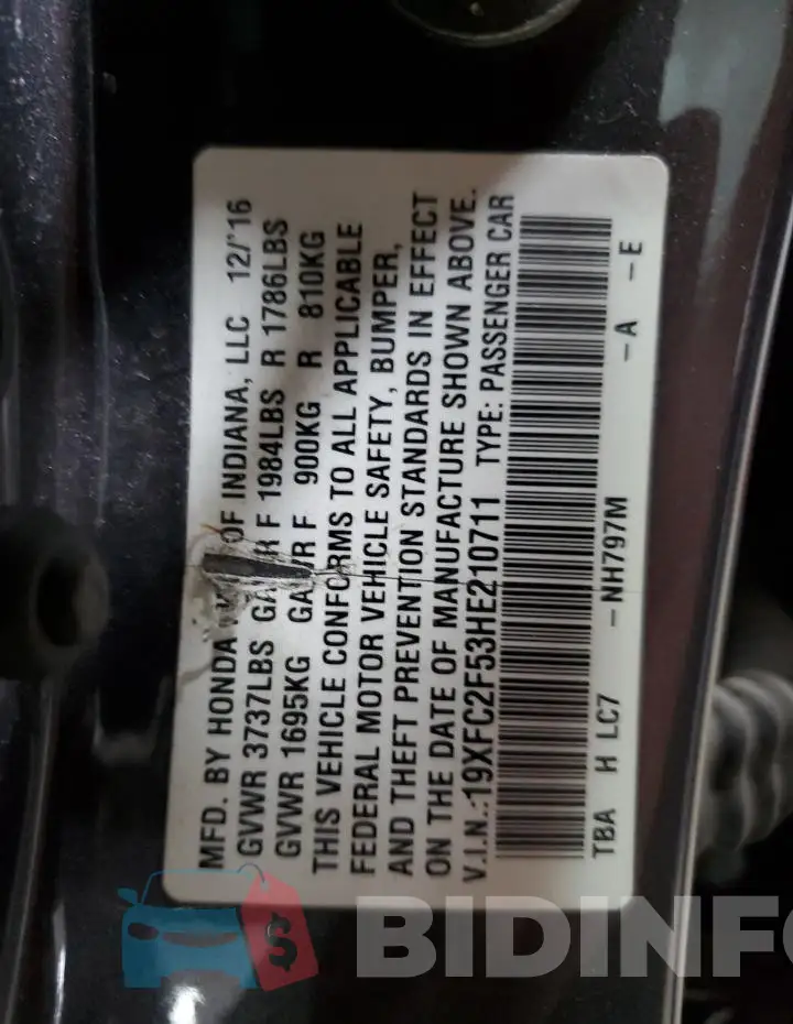 19XFC2F53HE210711 Photo# 13